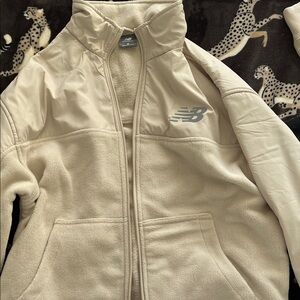 New Balance Cream Fleece Zip Jacket with Puffer Panels